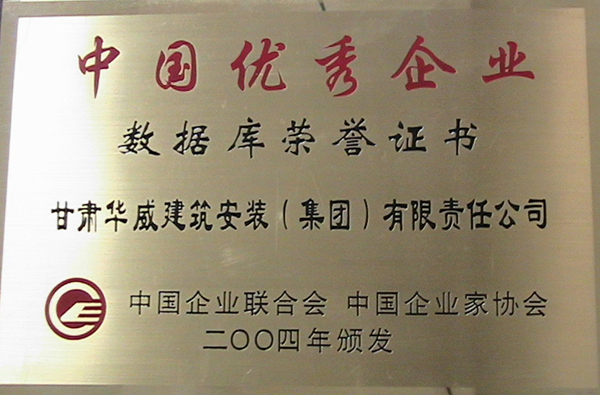 2004年中國優(yōu)秀企業(yè)獎